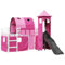 vidaXL Kinderhochbett mit Turm, Hochbett mit Rausfallschutz, Kinderbett mit Leiter Rutsche, Spielbett Etagenbett, Rosa 90x200cm Massivholz Kiefer