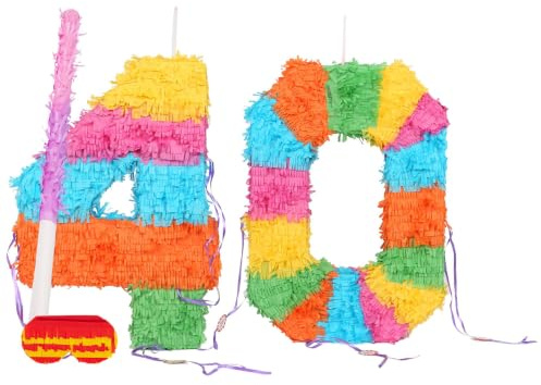 Fax Potato 40. Geburtstag-Piñata-Set mit Stab und Augenbinde - Blauer Stick - Mexikaner Kinder Mädchen Jungen Geburtstagsfeier Parteien Spiele Dekorationen Bausatz