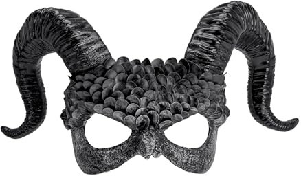 W WIDMANN MILANO Party Fashion 08483 - Maske Dämon mit Hörnern, schwarzer Engel, gruseliges Halloween Kostüm