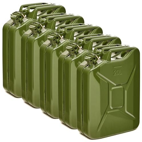 BW® Jerricane en métal 5 x 20 l - Vert olive - RAL 6003 - Certifié TÜV et homologation ONU - Fabriqué en Europe