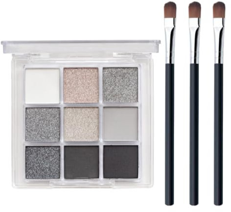 ZORVUJI Smoky Lidschatten Palette, 9 Farben, Weicher Matter Schimmer, Wasserdicht, Hochpigmentiert, Metall-Blitz, Gothic Eyeshadow, Mit 3 Bürsten