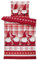 one-home Biber Winter Bettwäsche 135x200 cm Wichtel Weihnachten Rot Weiß Warm Baumwolle
