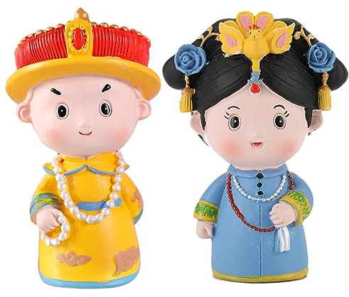 Cabilock 2pièces Figurines De Roi Et Reine Style Chinois Pour Décoration De Gâteau Ornements Miniatures Pour Anniversaire Et Événements Festifs