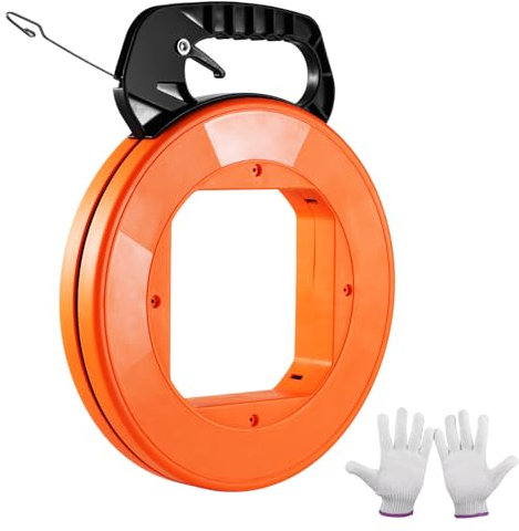 VEVOR Einziehband, 36 m x 3,1 mm, Kabel Einziehhilfe mit optimiertem Gehäuse & Griff, Einziehspirale Einziehdraht Tool, Drahteinziehwerkzeug für Wände & elektrische Leitungen, nicht leitfähig