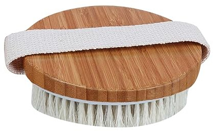 Beige Bambus Rückenbürste zum Baden und Abschrubben | Natürliche Trockenbürste, Hautreinigung und Peeling, Sanfte Körperpflege