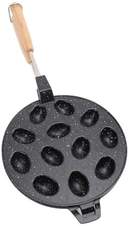 RIZGHWOY Macchina per Biscotti Alla Noce, Teglia Ovale Antiaderente, con Manico in Legno, per Waffle Alle Noci, Pasticceria, Adatta Al Forno e Lavabile in Lavastoviglie, Lega di Alluminio