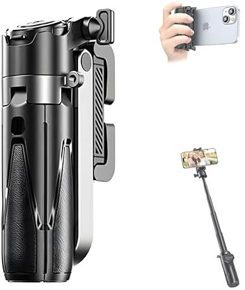 Mini Perche à Selfie Bluetooth, 3 en 1 Mini Trépied Extensible, Support pour Téléphone Portable, Smartphone Capgrip avec Télécommande, 2 Sabots Froids, pour Smartphone iPhone/Android