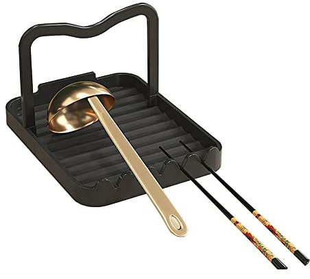 3-in-1 Cooking Spoon Rest with Lid Holder & Organizer - Heat-Resistant Metal Pot Lid Rest, Anti-Rust Design for Stovetop & Countertop