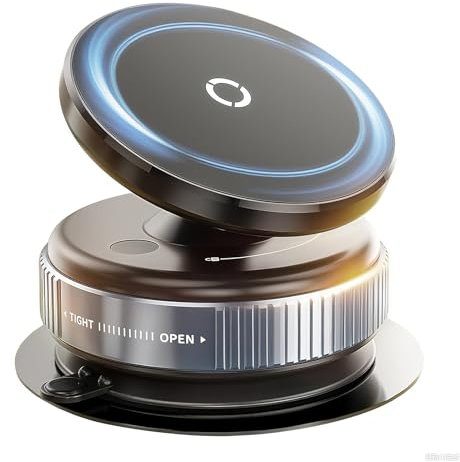 Maglock Vaccum Magnetic Phone Mount Holder, 360° Rotating Adjustable Car Phone Mounts Portable, Ultra Foldable Cell Phones Bracket for iPhone Mag Safe Android & All Phones (Blue 02)