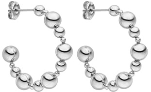 Purelei Terra Hoops Ohrringe Damen – Edelstahl 18K vergoldet, wasserfest, eleganter Schmuck, Kugel-Design, 30 mm Durchmesser, leicht, modisch, hypoallergen