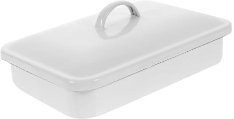 FIXOSHEE Emaillierte Backform Aus Dickwandiger Emaille Rechteckig Mit Deckel 30x20cm Multifunktionales Backblech Für Küche Und Ofen Kratzfeste Hitzebeständige Bratform