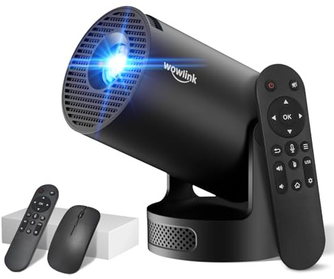 [Apps integradas & 2026 Upgraded] Mini Proyector con WiFi 6 Bluetooth 5.4 Support 4K 1080P Auto Keystone 180° Ajustable Proyector Portátil Compatibile con HDMI/TV Stick/Memory Stick/Laptop, Dark