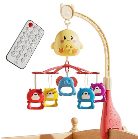 Babybett Musikmobile | Baby Bett Mobile Mit Fernbedienung,Tragbares Drehendes Spielzeug Für Kinderzimmer Kinderwagen Stubenbett Mädchen 0-18 Monate
