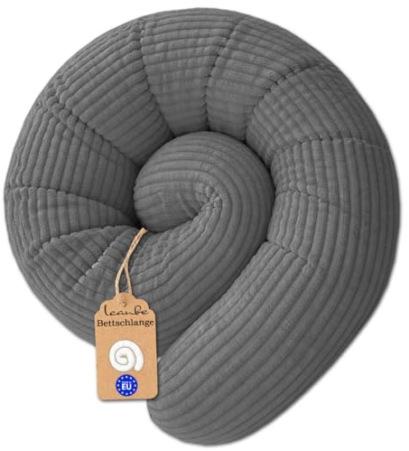 Leanbe Bettschlange Stillkissen, Weiche Bettrolle, Seitenschläferkissen, Vielseitiges Lagerungskissen für Erwachsene Cord (Grau, 150 cm)