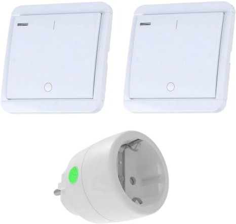 PT-522 DIW-Funk SPARSET Funksteckdose 2300 Watt + 2 x Funk-Wandsender mit 5-Fach Count-Down Timer spart Strom
