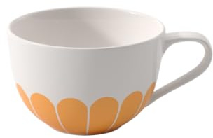 Villeroy & Boch – Fleur Cappuccino-Tasse, Maße: ca. 14,5 × 11 × 7 cm, Orange, spülmaschinenfest & mikrowellensicher, florales Dekor, Kaffeetasse aus Premium Porzellan