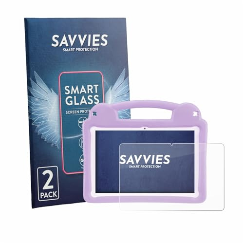 Savvies 2 Stück Panzer Schutz Glas für LETGOSPT Kids Tablet 10.1 9H Schutzfolie HD, Blasenfrei, Anti-Fingerabdruck, Stoßfest, Displayschutz