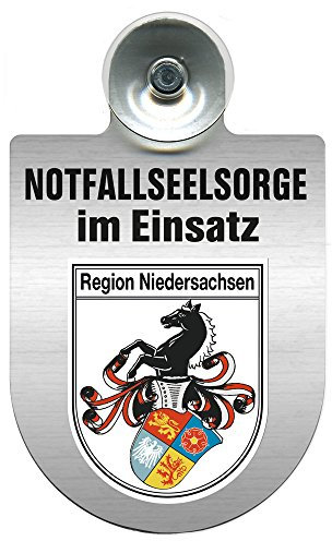 Einsatzschild mit Saugnapf Notfall Seelsorge im Einsatz incl. Regionenwappen nach Wahl 393829 Farbe Region Niedersachsen