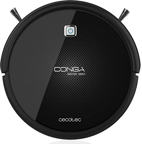 Cecotec Robot Aspirador y Fregasuelo Conga Serie 990, Acero Inoxidable, Negro, Autonomía de 160 Minutos, 0.35 Liters, 11.5 Cm X 57 Cm X 37.5 Cm, Negro