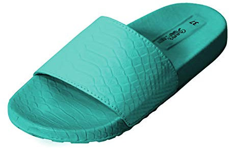 PERLETTI Ciabatte Fascia Donna Motivo Pitone Colorate - Pantofole Ragazza Fluo per Spiaggia Piscina Casa Comode - Ciabattine Glamour Pitonate Leggere ed Ergonomiche (Verde, numeric_39)