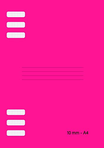 10 mm Square Exercise Book A4: Notebook for Mathematics,school exercise book, 10 mm (1 cm) Squared Quad Ruled Grid Paper,Science, Graph, graphing Pad, ... 90GSM Quality White Paper- Deep Pink Cover