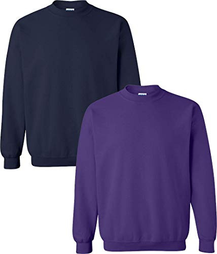 Gildan Men's Heavy Blend 8 Oz. T Shirt 2 Pack 2XL-Navy-Purple, Navy-purple, XXL