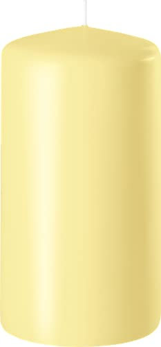 Stumpenkerze Kerze Safe Candle, H: 120 mm, Ø 60 mm, Brenndauer: ca. 45 Stunden (pastellgelb)