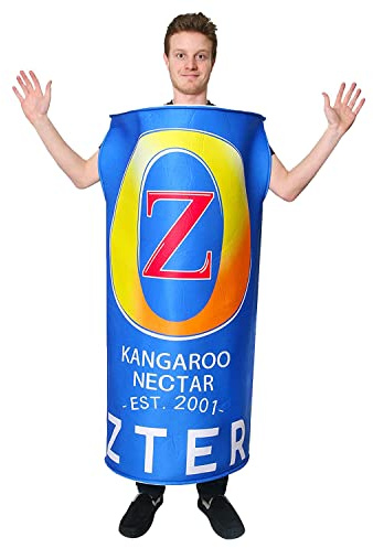 Adults Beer Can Costume Novelty Lager Tabard Kangaroo Fancy Dress Outfit | one size, unisex adult fit, blue lager can design, kangaroo graphic, double-sided print, hand wash only