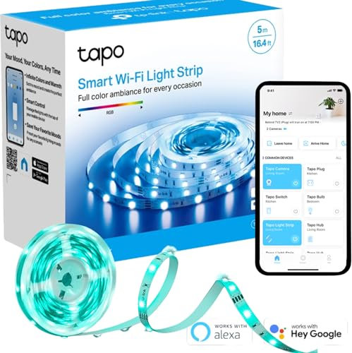 Tapo L900-5 LED Strip Light 5m, Multicolour Led lights for TV Bedroom, Smart Lighting Controls, Hands-Free Voice Control with Alexa & Google, Flexible Installation, Schedule & Timer