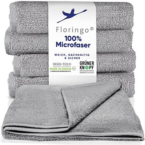 Moon 5er Pack Microfaser, Friseur, Handtücher, Salonhandtücher, ca. 30x50 cm von Floringo mit saugstarker Oberfläche (grau)