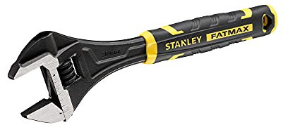 Stanley FatMax verstellbarer Rollgabelschlüssel FMHT13128-0 (12, Bi-Material, mit Schnellöffnungsfunktion, Metrik- und Zoll-Abmessungen, Aufhängeloch zum Aufhängen)