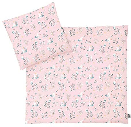 Julius Zöllner Babybettwäsche 100% Baumwolle, Standard 100 by OEKO-TEX, made in Germany, Gr. 80x80 + 35x40 cm, Rosalie