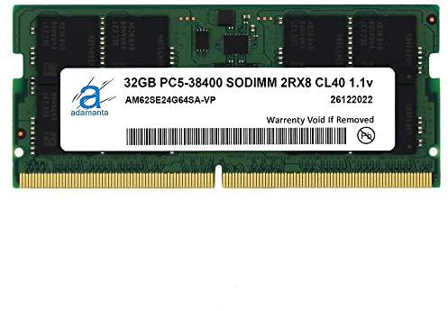 Adamanta Modulo di memoria per notebook da 32 GB (1 x 32 GB) DDR5 4800 MHz PC5-38400 SODIMM 2Rx8 CL40 1.1 v