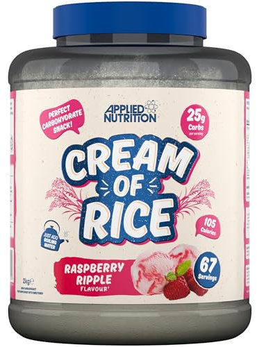 Applied Nutrition Cream of Rice - High Carbohydrate Cream of Rice Supplement, Source of Energy for Breakfast & Snacks, Easy to Digest, Low Sugar, Low Fat, Vegan, 2kg (Raspberry Ripple)