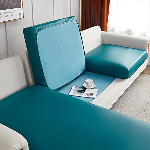 Sofa Sitzkissenbezug,Sitzkissenbezug aus Kunstleder Stretch Wasserdichter Sitzkissenschutz, Elastischer Kissenbezüge, Husse Überzug Bezug Für Anti Katzen Scratch Sofa Sitzkissen