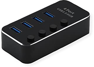 ROLINE USB 3.2 Gen 1 Notebook Hub, 4 Ports, einzeln schaltbar, schwarz