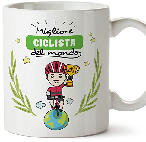 Mugffins Tazza in ceramica per CICLISTA uomo 11 oz / 350 ml - In italiano - Migliore del Mondo - Idea regalo per compleanno, anniversario, natale, laurea