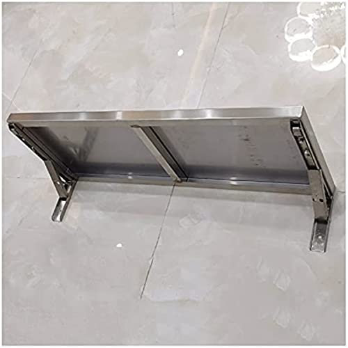 Wandklapptisch Edelstahl Aufbewahrungsregal mit Metallhalterung, geeignet für Küche, Esszimmer, Home Bar Werkbank, reinigen (80) × 40cm.