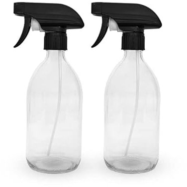 BiOHY Glas Sprühflasche (2er-Set) | Zerstäuber mit verstellbarem Sprühkopf | Nachfüllbare Spray Bottle | Klein & handlich | Perfekt für Reinigungsmittel, Öle & Pflanzen | Haushalt & Garten