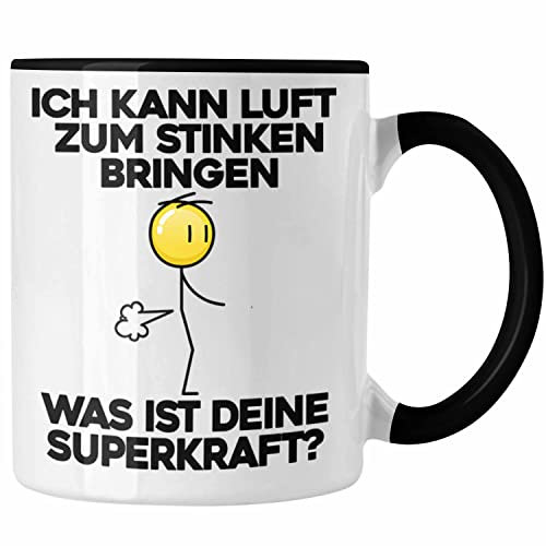 Trendation - Furz Tasse Geschenk Vater Papa Freund Lustiger Spruch Furzen Pupsen Männer Humor Valentinstag Ich Kann Luft Zum Stinken Bringen (Schwarz)
