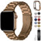 Fullmosa Compatible with Apple Watch Straps 40mm 41mm 38mm, Metal Stainless Steel Replacement Bands for iWatch SE/Series 9/8/7/6/5/4/3/2/1, Gold and Coffee & Protective Case