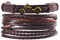 Bungsa Leder-Armband Breit Braun/Schwarz Motorrad Unisex