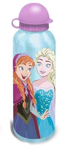 Frozen Sports Water Bottle for Girls 500ml Reusable Non-Spill BPA Free Aluminum Aqua Drinking Lightweight Leakproof KBT Disney Bottle, Ideal for Kids School Nursery Sports Picnic | 21cm