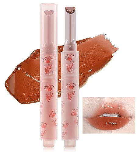 Erinde Jelly Lipstick, Tinted Glasting Melting Balm, Heart Shape Lip Gloss Lip Stain, Long Lasting Moisturizing, High Pigmented, Plumping Lip Makeup 01# Almond Gel