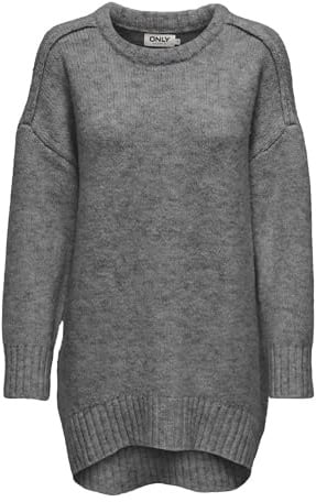 ONLY Damen ONLAYA Life L/S Loose O-Neck CC KNT Strickpullover 15324114,Medium Grey Melange,S