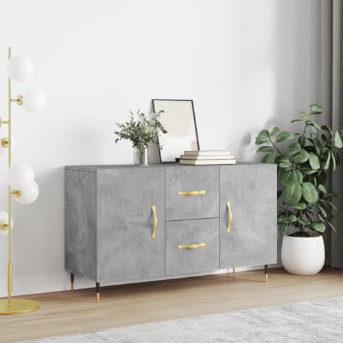 FENLAX Kommode Breite Sideboard Komodenschrank Für Schlafzimmer Flur Wohnzimmer Aparador Standschrank 100x36x60 cm Betongrau