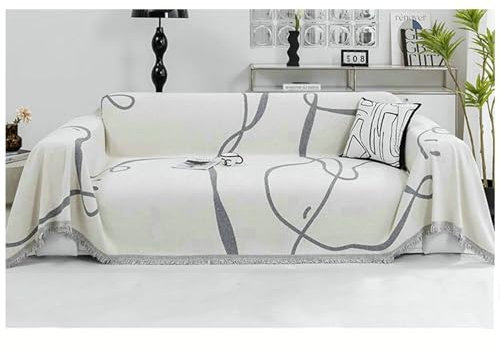 Ayoiow Couchbezug für Wohnlandschaft Sofahusse Grau Sofahusse 3 Sitzer Chenille Geometrisches Muster