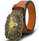 Oyifan Western Cowboy Cowgirl Gürtel, Herren Longhorn Stier Blumengravur, Frauen braun große Schnalle Westerngürtel (Braun, M Passend für Taillengrößen 30-34 Zoll)