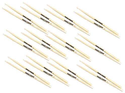 MUSIC STORE Drumstick Set, 5B Hickory Sticks, 12 Wood Tip Sticks, Table Top Practice Pad Yellow 10, Drum Accessories