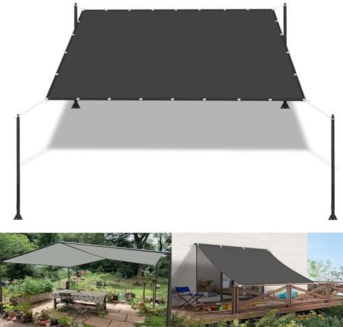 Pergola Canopy 1.1 x 3 m(3.6 x 9.8ft) Waterproof Garden Netting with Free Rope UV Block Weather-Resistant with Grommets Pes Sunshade for Yard Backyard Lawn Plant, Dark Grey